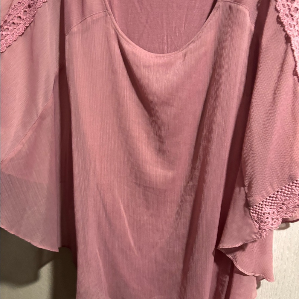 ALYX Mauve Flutter Sleeve Blouse with Lace details